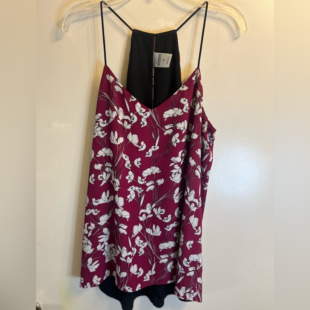 Express Burgundy and White Floral Camisole